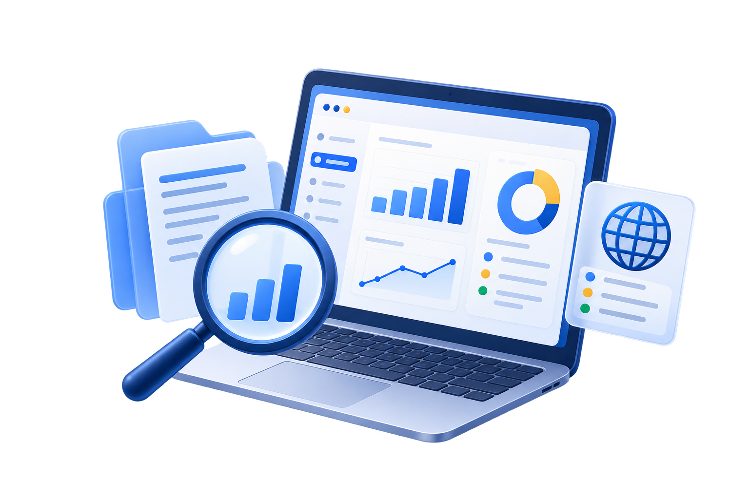 Notebook com dashboards públicos, lupa e portal — transparência ativa